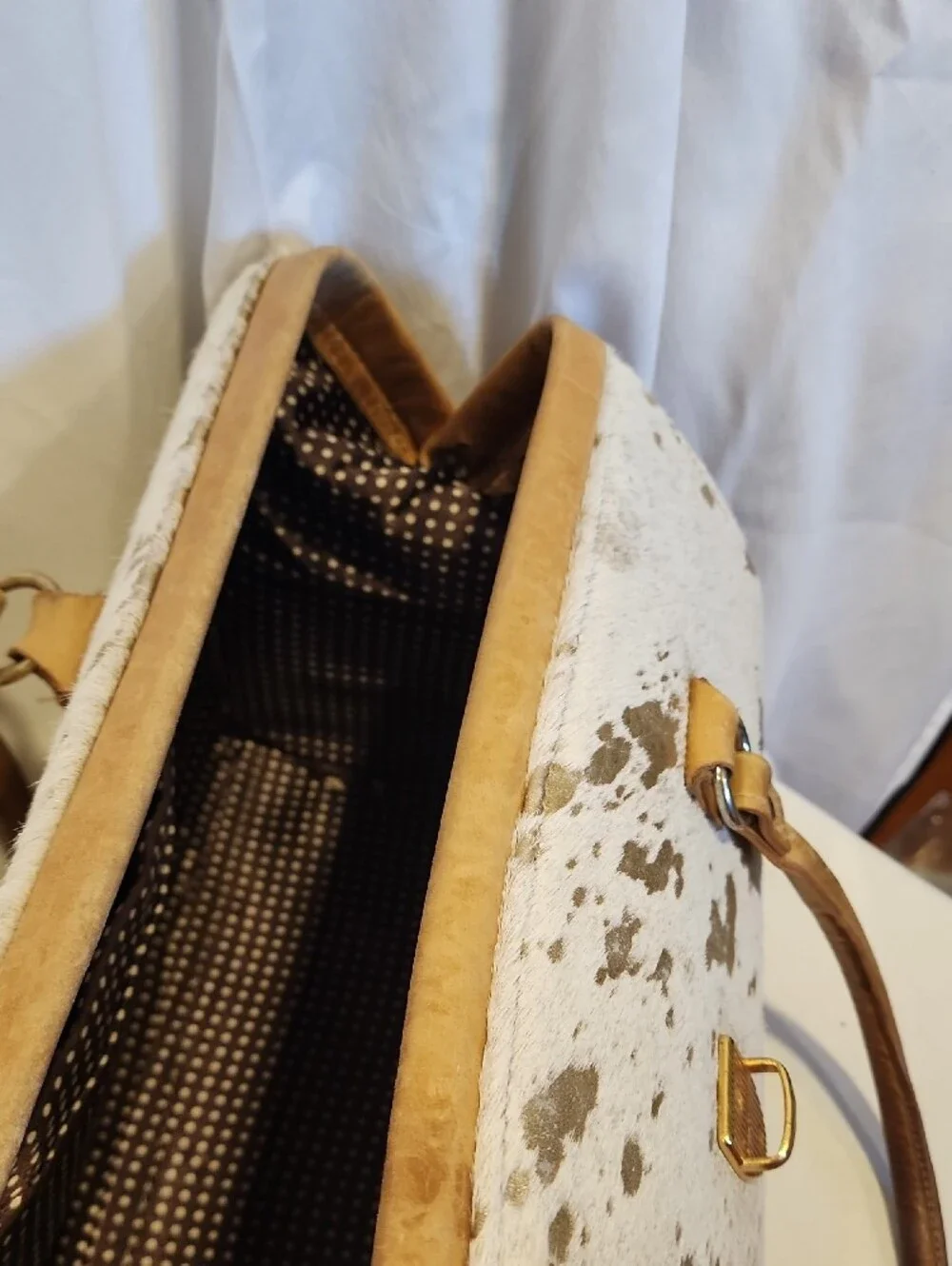 Vintage And Rare Glenda Gies Weekender / Doctor Bag Haired Cowhide, Leather Body